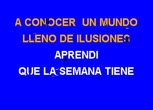 A CONDCER UN MUNQO
LLENO DE ILUSIONES
APRENDI
QUE LACSEMANA TIENE