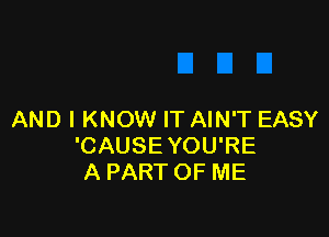 AND I KNOW IT AIN'T EASY
'CAUSE YOU'RE
A PART OF ME