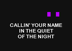 CALLIN' YOUR NAME

INTHEQUIET
OF THENIGHT