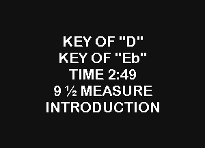KEY OF D
KEY OF Eb

TIME 249
9 V2 MEASURE
INTRODUCTION