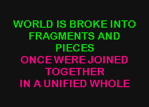 WORLD IS BROKE INTO
FRAGMENTS AND
PIECES