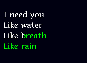 I need you
Like water

Like breath
Like rain