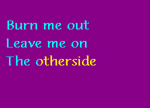 Burn me out
Leave me on

The otherside