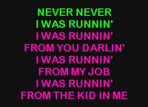 NEVER NEVER
IWAS RUNNIN'