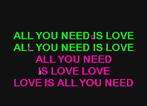 ALL YOU NEED IS LOVE
ALL YOU NEED IS LOVE