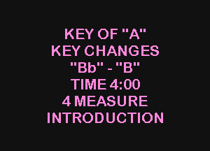 KEYOFA
KEYCHANGES
IIBbII - IIBII

WME4QO
4MEASURE
INTRODUCHON