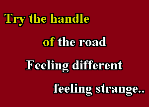 Try the handle

of the road

Feeling different

feelmg strange..