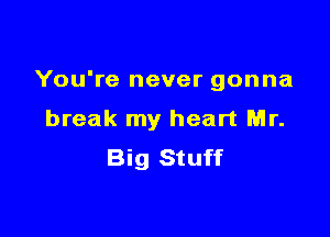 You're never gonna

break my heart Mr.
Big Stuff