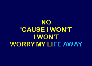 NO
'CAUSE I WON'T

IWON'T
WORRY MY LIFE AWAY