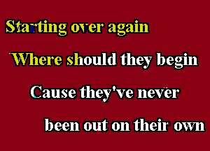 Stafting over again
WWllere should they begin
Cause they've never

been out on their own