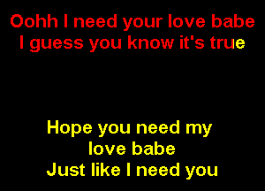 Oohh I need your love babe
I guess you know it's true

Hope you need my
love babe
Just like I need you