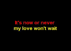 It's now or never

my love won't wait