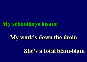 My schooldays insane

My work's down the drain

She's a total blam-blam
