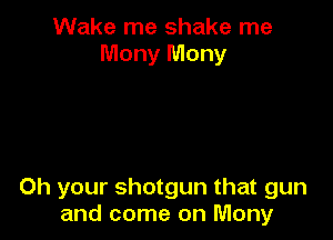 Wake me shake me
Mony Mony

0h your shotgun that gun
and come on Many