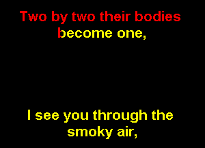 Two by two their bodies
become one,

I see you through the
smoky air,