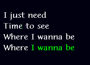 I just need
Time to see

Where I wanna be
Where I wanna be