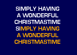 SIMPLY HAVING
A WONDERFUL
CHRISTMASTIME
SIMPLY HAVING
A WONDERFUL
CHRISTMASTIME

g