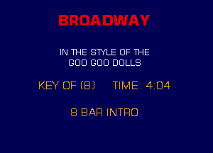 IN THE STYLE OF THE
GOO GOO DOLLS

KEY OF (B) TIME14iO4

8 BAR INTRO