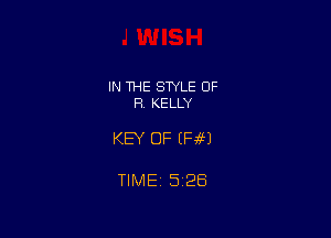 IN THE STYLE OF
R KELLY

KEY OF (Fm

TIME 5 26
