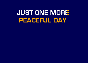 JUST ONE MORE
PEACEFUL DAY