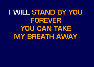 I WILL STAND BY YOU
FOREVER
YOU CAN TAKE

MY BREATH AWAY