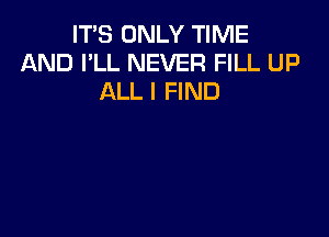 ITS ONLY TIME
AND I'LL NEVER FILL UP
ALL I FIND