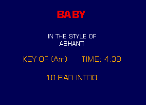 IN THE SWLE OF
ASHANN

KEY OF (Am) TIME 4188

10 BAR INTRO
