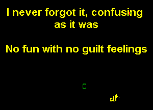 I never forgot it, confusing
as it was

No fun with no guilt feelings