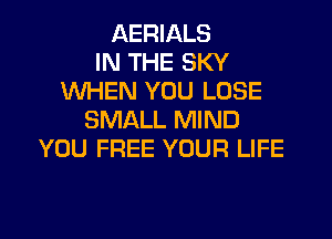 AERIALS
IN THE SKY
WHEN YOU LOSE
SMALL MIND
YOU FREE YOUR LIFE