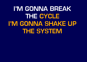 I'M GONNA BREAK
THE CYCLE
I'M GONNA SHAKE UP

THE SYSTEM