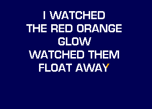 I WATCHED
THE RED ORANGE
GLOW

WATCHED THEM
FLOAT AWAY