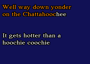XVell way down yonder
on the Chattahoochee

It gets hotter than a
hoochie coochie