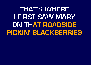 THAT'S WHERE
I FIRST SAW MARY
ON THAT ROADSIDE
PICKIM BLACKBERRIES