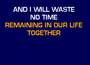 AND I WILL WASTE
N0 TIME
REMAINING IN OUR LIFE
TOGETHER