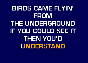 BIRDS CAME FLYIN'
FROM
THE UNDERGROUND
IF YOU COULD SEE IT
THEN YOU'D
UNDERSTAND