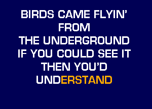 BIRDS CAME FLYIN'
FROM
THE UNDERGROUND
IF YOU COULD SEE IT
THEN YOU'D
UNDERSTAND