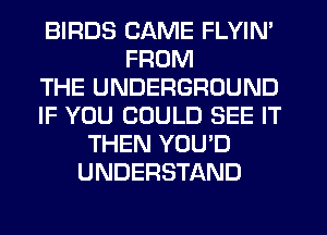 BIRDS CAME FLYIN'
FROM
THE UNDERGROUND
IF YOU COULD SEE IT
THEN YOU'D
UNDERSTAND