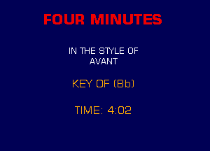 IN THE STYLE OF
QVANT

KEY OF EBbJ

TIME 4102