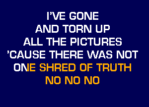 I'VE GONE
AND TURN UP
ALL THE PICTURES
'CAUSE THERE WAS NOT
ONE SHRED 0F TRUTH
N0 N0 N0