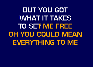 BUT YOU GOT
WHAT IT TAKES
TO SET ME FREE
0H YOU COULD MEAN
EVERYTHING TO ME