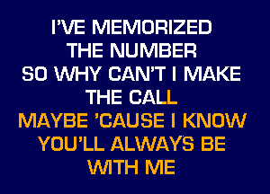 I'VE MEMORIZED
THE NUMBER
80 WHY CAN'T I MAKE
THE BALL
MAYBE 'CAUSE I KNOW
YOU'LL ALWAYS BE
WITH ME