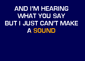 ANDPMFEAHNG
WHAT YOU SAY
BUT I JUST CAN'T MAKE

A SOUND