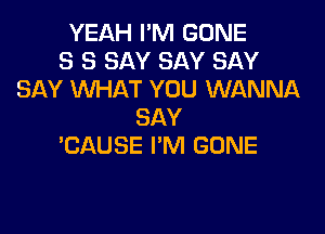 YEAH I'M GONE
S S SAY SAY SAY
SAY WHAT YOU WANNA
SAY
'CAUSE I'M GONE