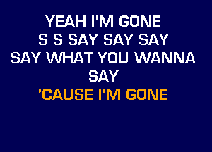 YEAH I'M GONE
S S SAY SAY SAY
SAY WHAT YOU WANNA
SAY
'CAUSE I'M GONE
