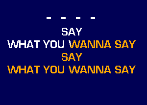 SAY
WHAT YOU WANNA SAY

SAY
VUHAT YOU WANNA SAY