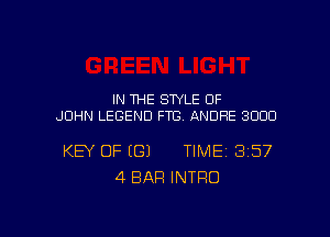 IN THE SWLE OF
JOHN LEGEND FTG. ANDRE 3000

KEY OF ((31 TIME13157
4 BAR INTRO

g