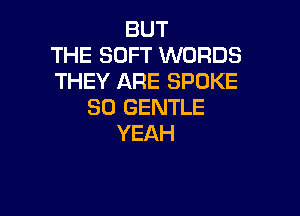 BUT
THE SOFT WORDS
THEY ARE SPOKE
SO GENTLE

YEAH