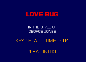 IN THE STYLE 0F
GEORGE JONES

KEY OF (Al TIME12104

4 BAR INTRO