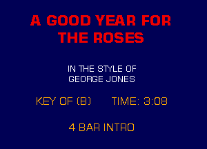 IN THE STYLE OF
GEORGE JONES

KEY OFIBJ TIME 308

4 BAR INTRO