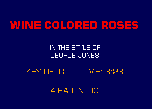 IN THE STYLE OF
GEORGE JONES

KEY OF (G) TIMEI 328

4 BAR INTRO